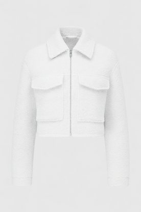Jacket : Women's White Zip-Up Jacket in White van Vanda Liamo