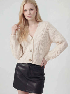 Women's White V-Neck Knit Cardigan Sweater - Lightweight & Soft