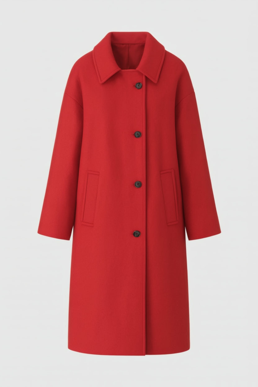 Coat : Women's Red Loose Fit Casual Coat in Red van Vanda Liamo