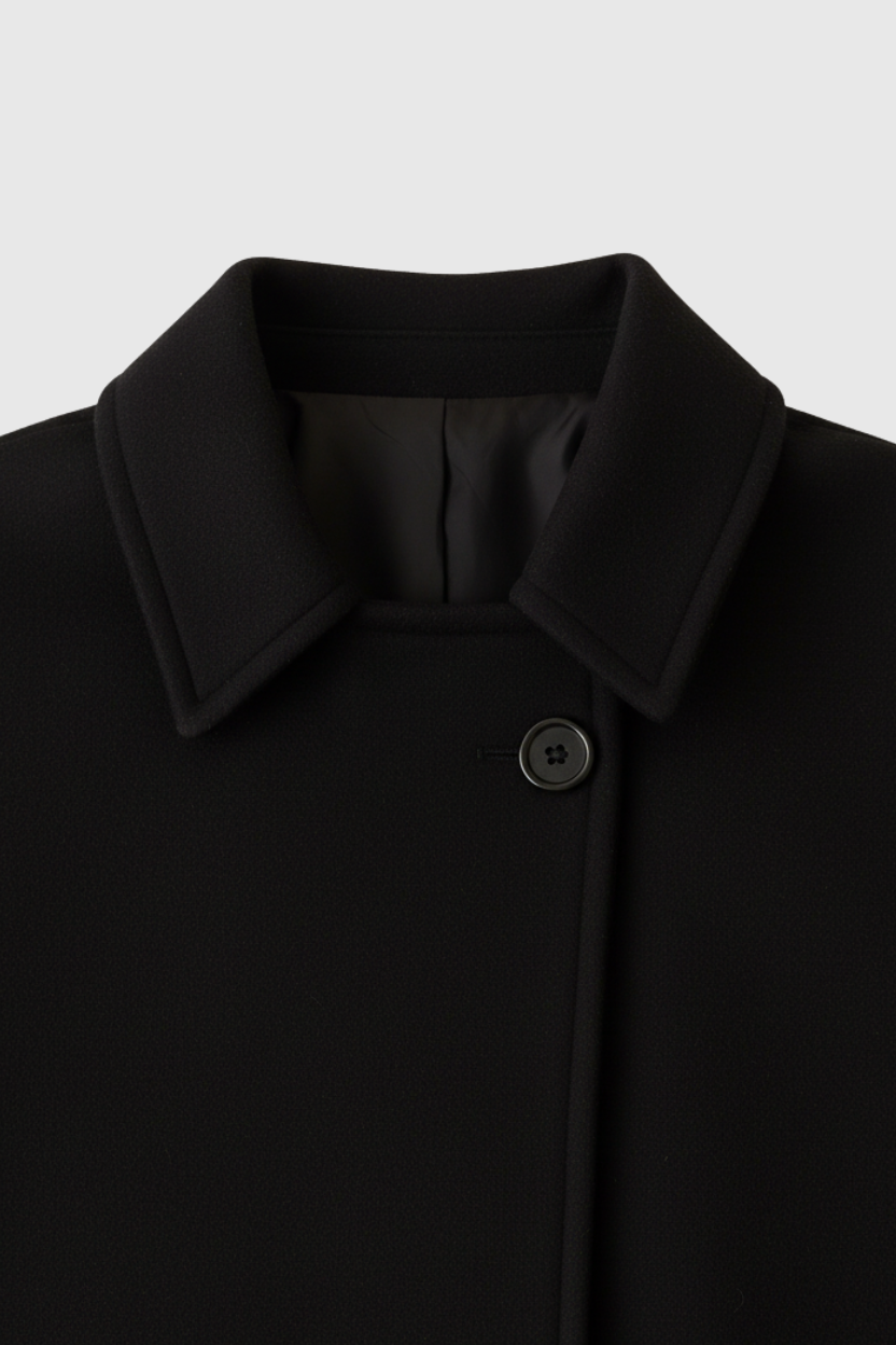 Coat : Women's Black Loose Fit Casual Coat in van Vanda Liamo