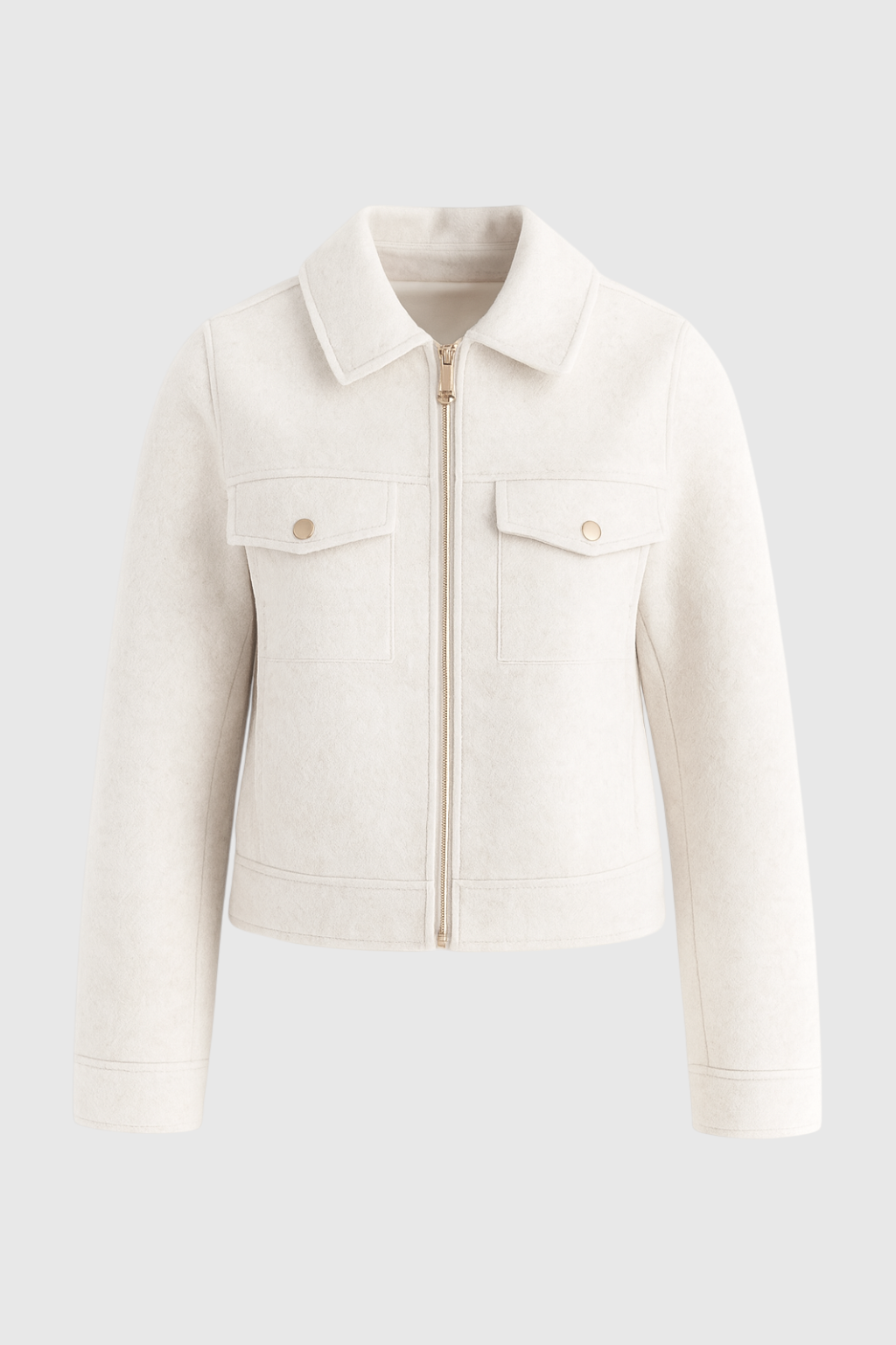 Jacket : Women's White Soft Fleece Zip-Up Jacket - Cozy & Lightweight in van Vanda Liamo