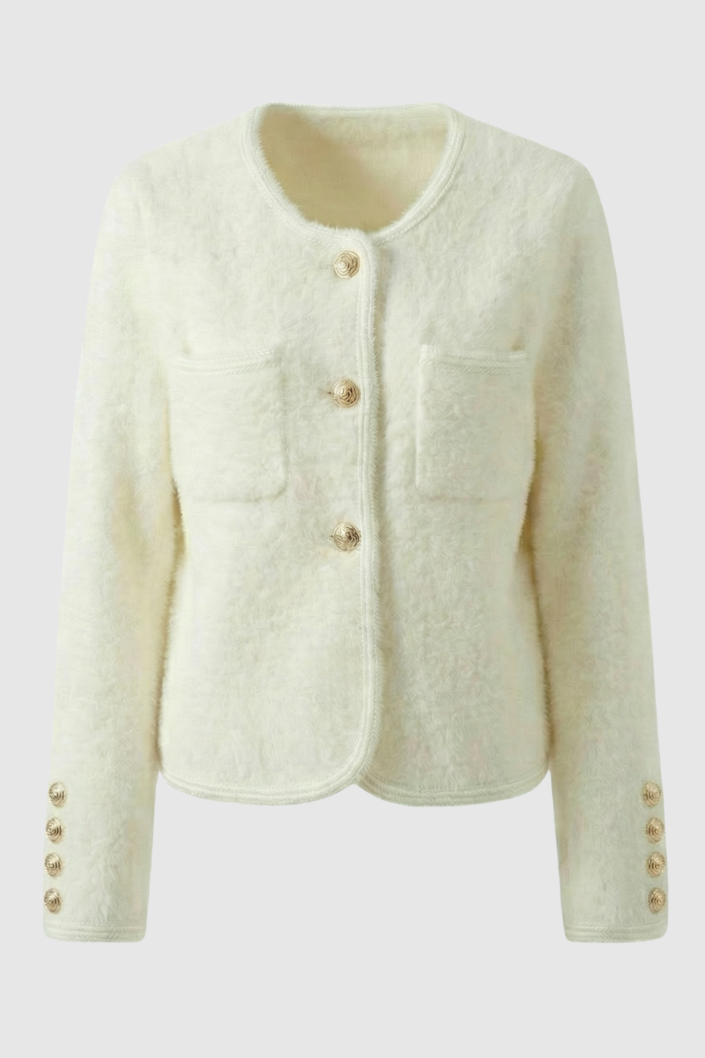 Cardigan : Women's White Soft Knit Crew Neck Cardigan Sweater - Lightweight & Comfortable in van Vanda Liamo