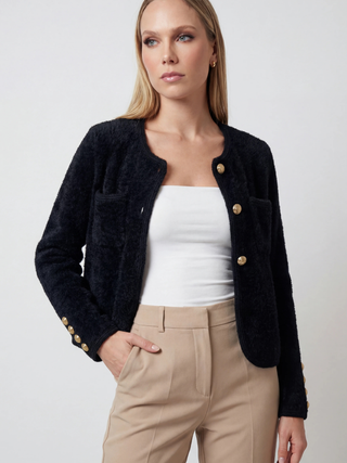 Women's Soft Crew Neck Black Cardigan