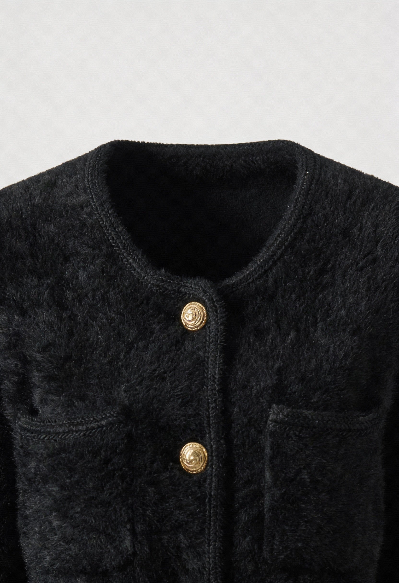 Cardigan : Women's Soft Crew Neck Black Cardigan in van Vanda Liamo