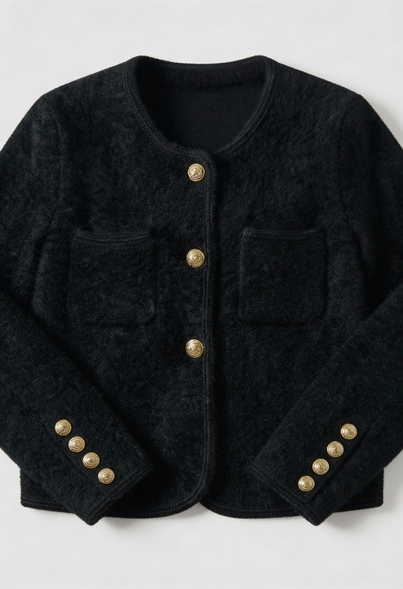 Cardigan : Women's Soft Crew Neck Black Cardigan in van Vanda Liamo