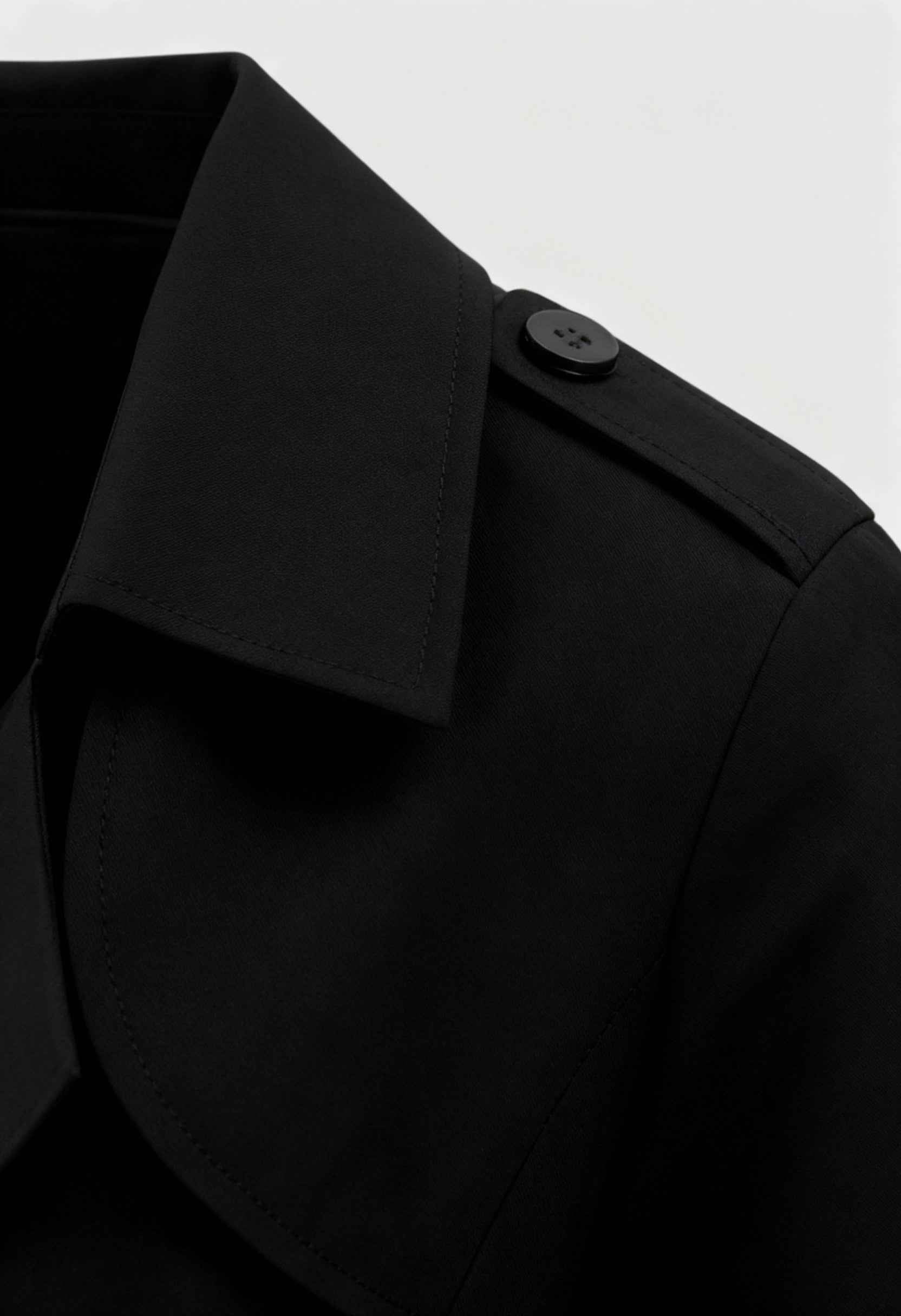 Coat : Women's Black Double-Breasted Trench Coat - Mid-Length, Water-Resistant in van Vanda Liamo