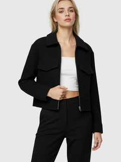 Women's Black Full-Zip Fleece Jacket - Warm & Comfortable Outerwear