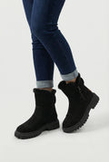 Women's Black Waterproof Insulated Snow Boots for Winter