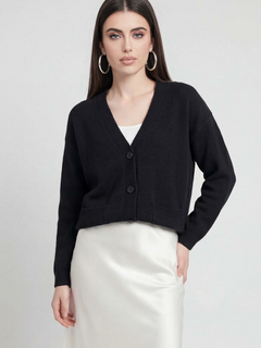 Women's Black V-Neck Knit Cardigan