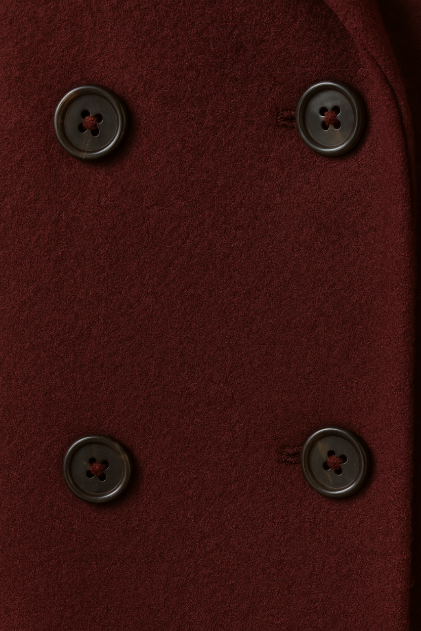 Coat : Women's Burgundy Slim-Fit Wool Blend Winter Coat - Warm & Stylish in van Vanda Liamo