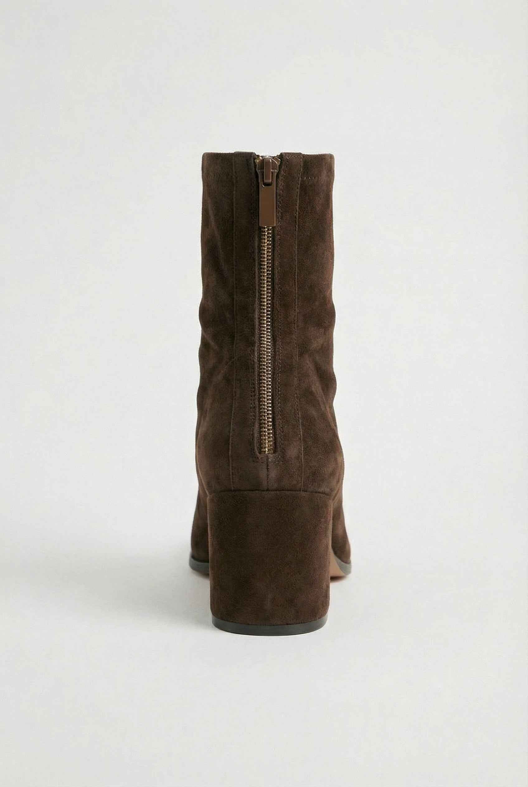 Women's Boots : Women's Dark Brown Mid-Calf Heeled Boots - Faux Leather in van Vanda Liamo