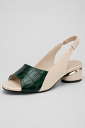 Dark Green Slingback Heels – Low Block Sandal