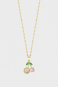 Delicate Gold Cherry Charm Necklace – Subtle Sparkle & Modern Style