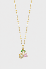Delicate Gold Cherry Charm Necklace – Subtle Sparkle & Modern Style