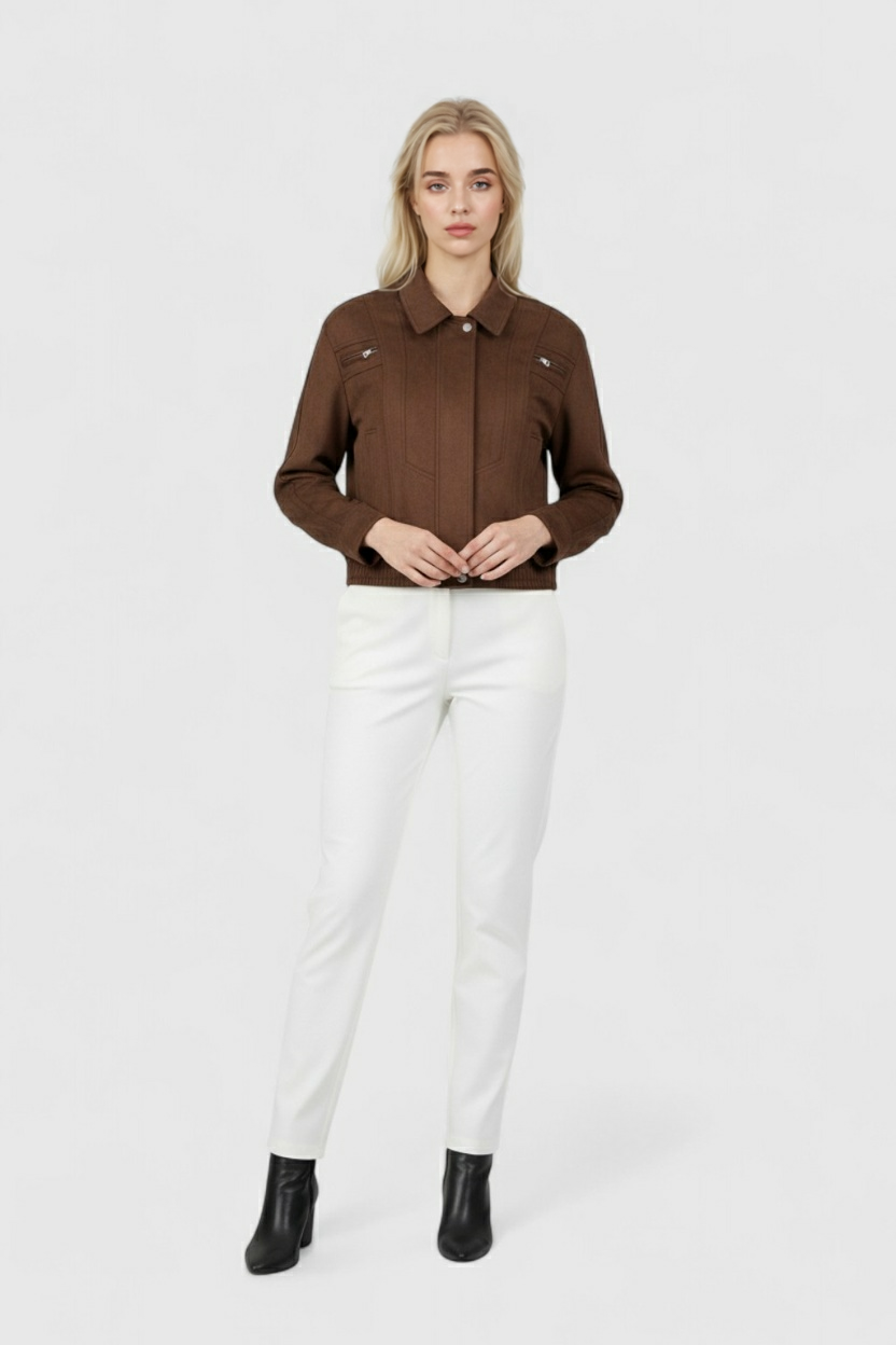 Jacket : Women's Dark Brown Faux Leather Bomber Jacket - S, M, L, XL in van Vanda Liamo