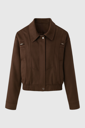 Jacket : Women's Dark Brown Faux Leather Bomber Jacket - S, M, L, XL in Dark Brown van Vanda Liamo