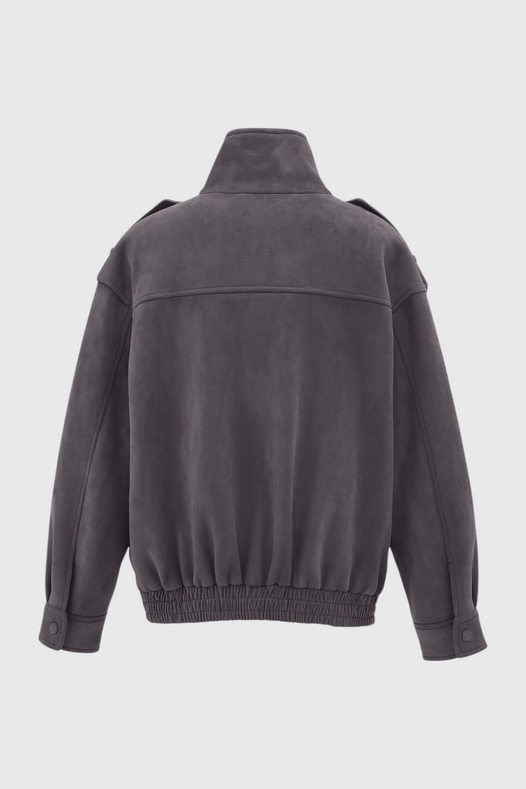 Jacket : Dark Gray Bomber Jacket with Stand Collar in van Vanda Liamo