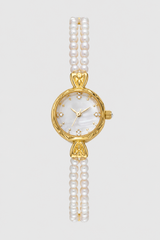 Elegant Bead-Bracelet Watch – Shimmering Dial with Lustrous Accents