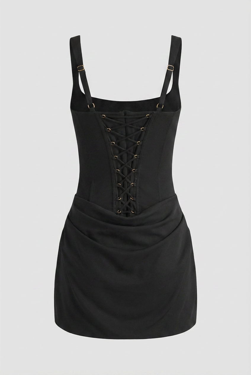 Dress : Women's Black Snatched Fit Hourglass Mini Dress - Perfect for Summer Parties (Small) in van Vanda Liamo