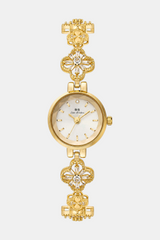 Elegant Clover-Link Watch – Radiant Dial with Jeweled Floral Bracelet