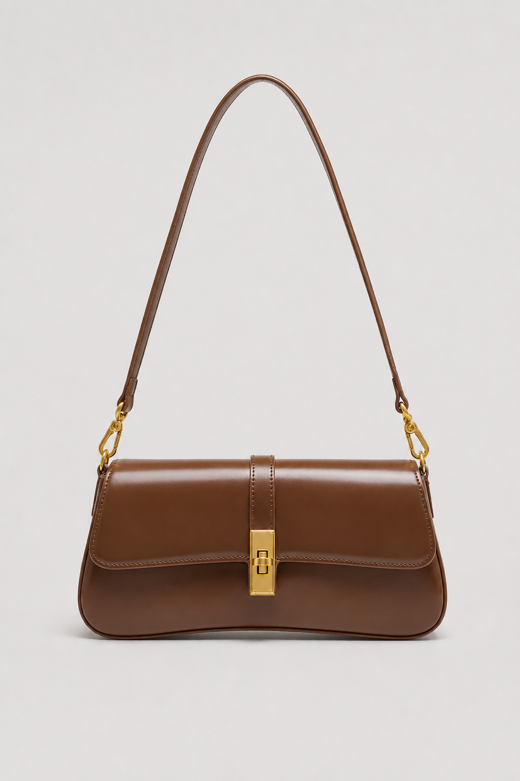 Elegant Compact Shoulder Bag – Clean Silhouette with Polished Accent