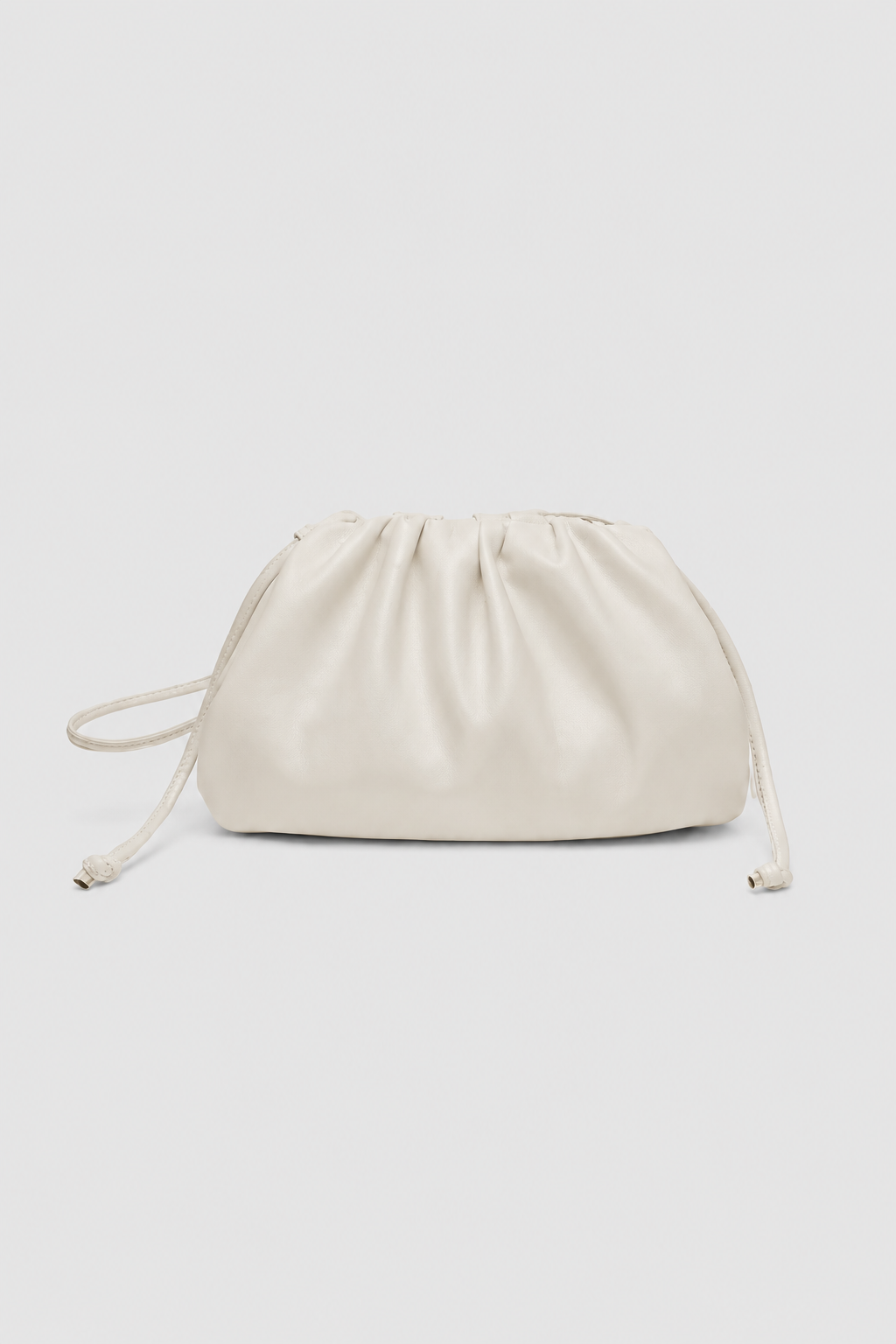 Crossbody Bag : Elegant Dumpling Crossbody Bag – Pleated Silhouette with Soft Drape in White van Vandaliamo