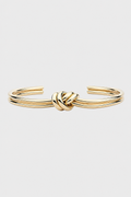 Elegant Gold Knot Cuff Bangle - Waterproof & Effortlessly Chic