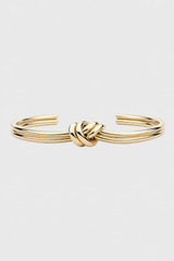 Elegant Gold Knot Cuff Bangle - Waterproof & Effortlessly Chic