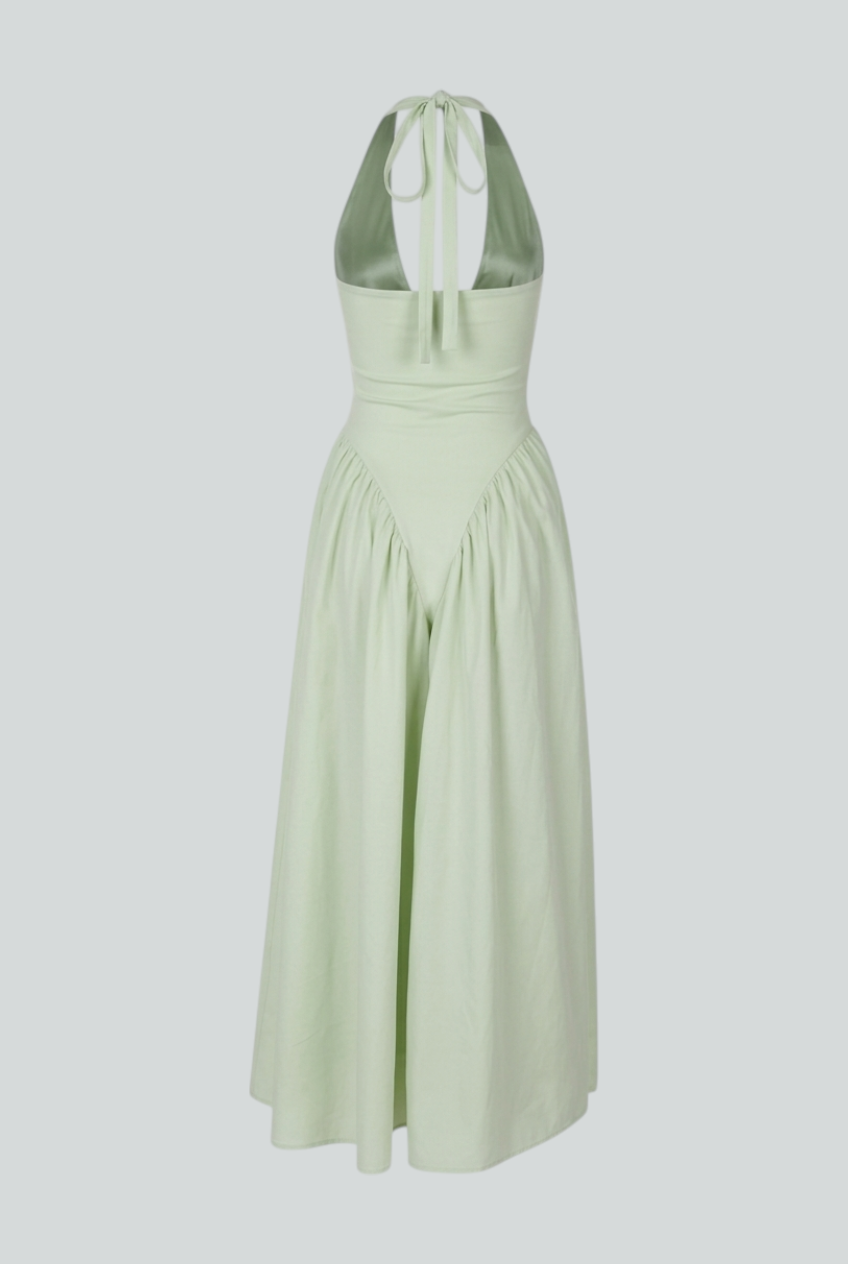 Women's Dresses : Women's Green Sculpted Midi Dress - Elegant & Flattering for Special Occasions in van Vanda Liamo