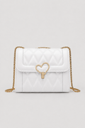 Elegant Heart-Lock Crossbody Bag – Compact Silhouette with Lustrous Strap
