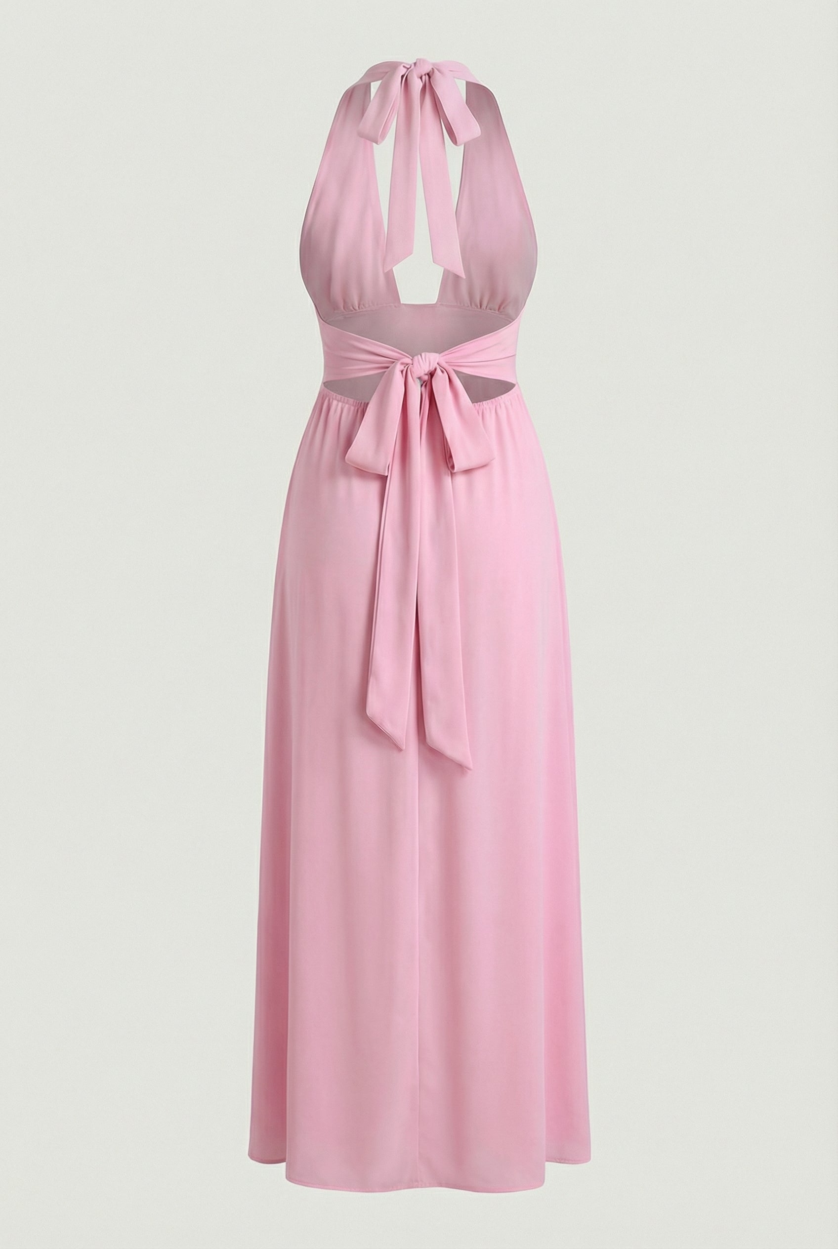 Maxi Dresses : Women's Pink Halter Neck Maxi Dress - Flowy & Elegant for Summer in van Vanda Liamo