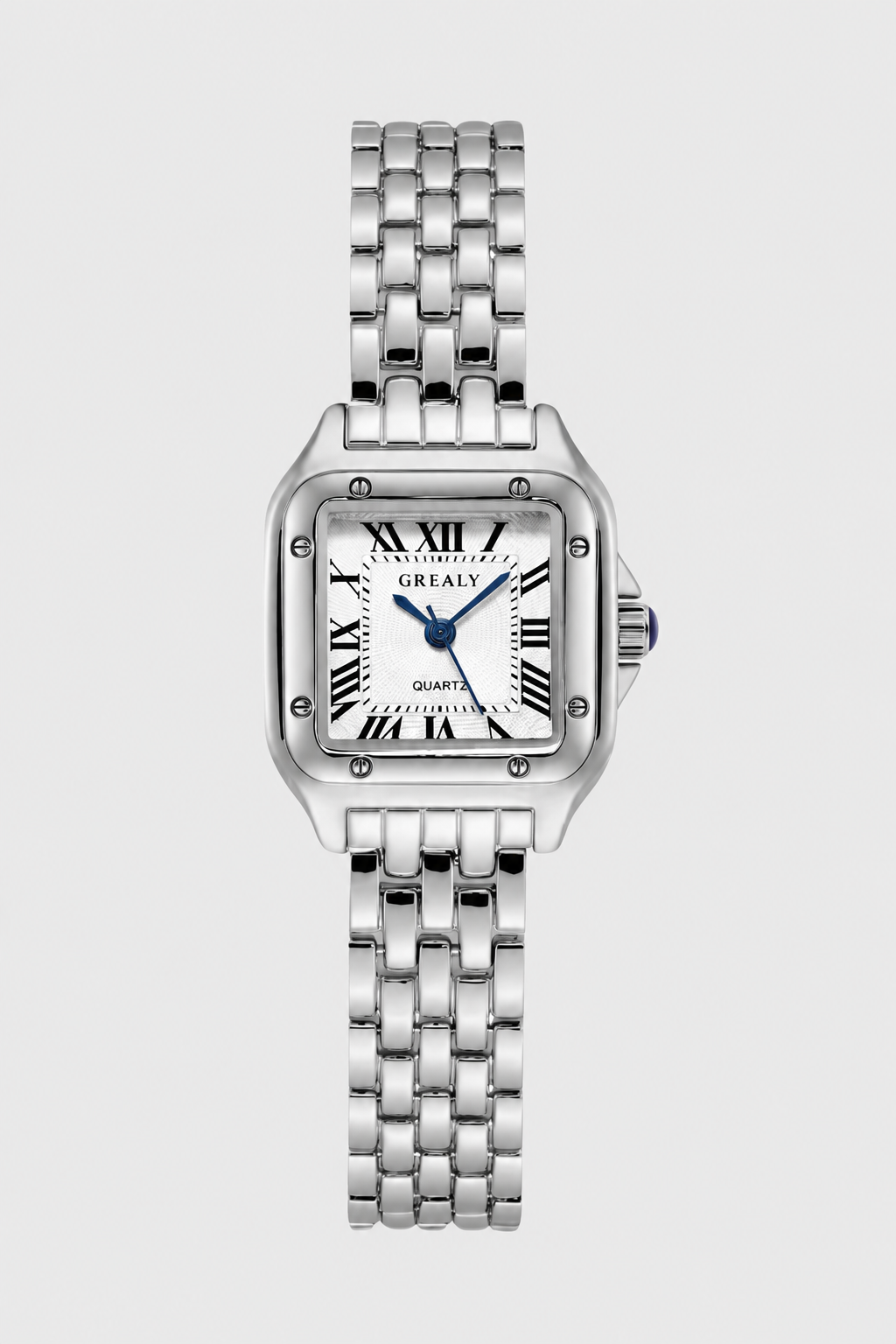 Elegant Square Link Watch – Roman Numeral Dial with High-Shine Finish