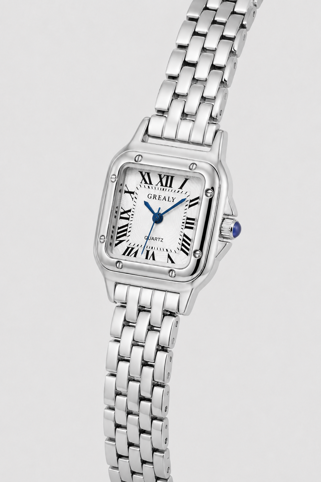 Elegant Square Link Watch – Roman Numeral Dial with High-Shine Finish