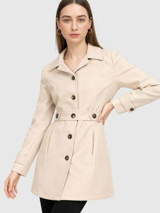 Mid-Length Beige Winter Coat