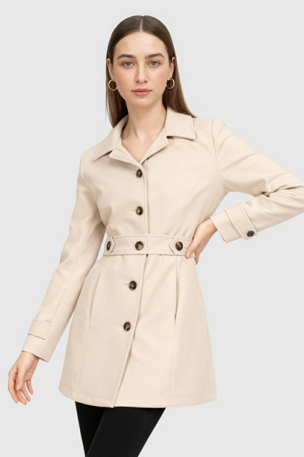Mid-Length Beige Winter Coat