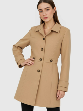Mid-Length Khaki Winter Coat