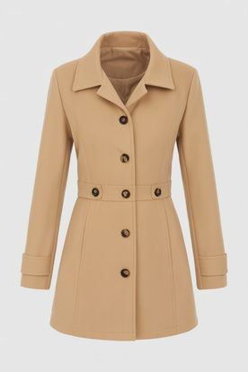 Coat : Mid-Length Khaki Winter Coat in Khaki van Vanda Liamo