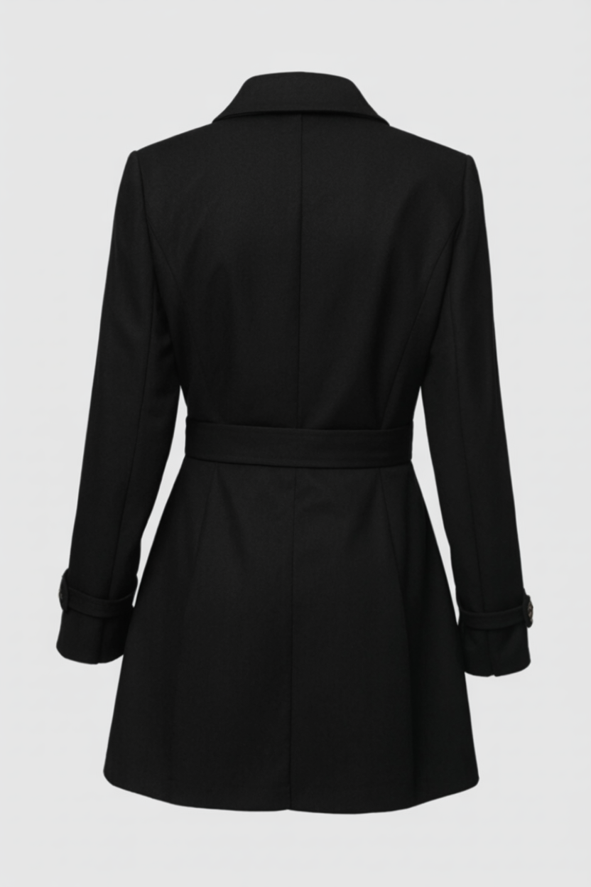 Coat : Mid-Length Black Winter Coat in van Vanda Liamo