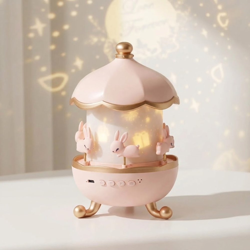 Star Projector Night Light – Enchanted Carousel Design with Music