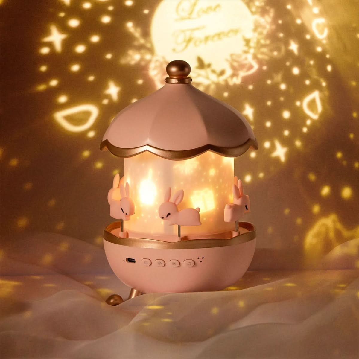Star Projector Night Light – Enchanted Carousel Design with Music