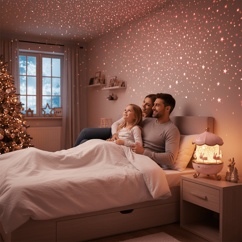 Star Projector Night Light – Enchanted Carousel Design with Music