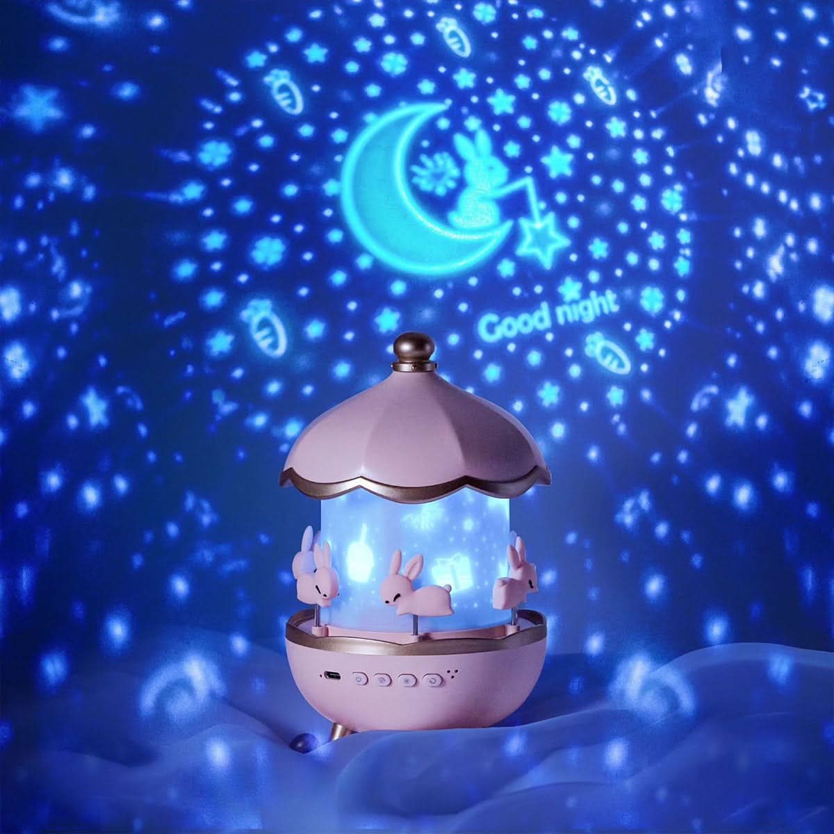 Star Projector Night Light – Enchanted Carousel Design with Music