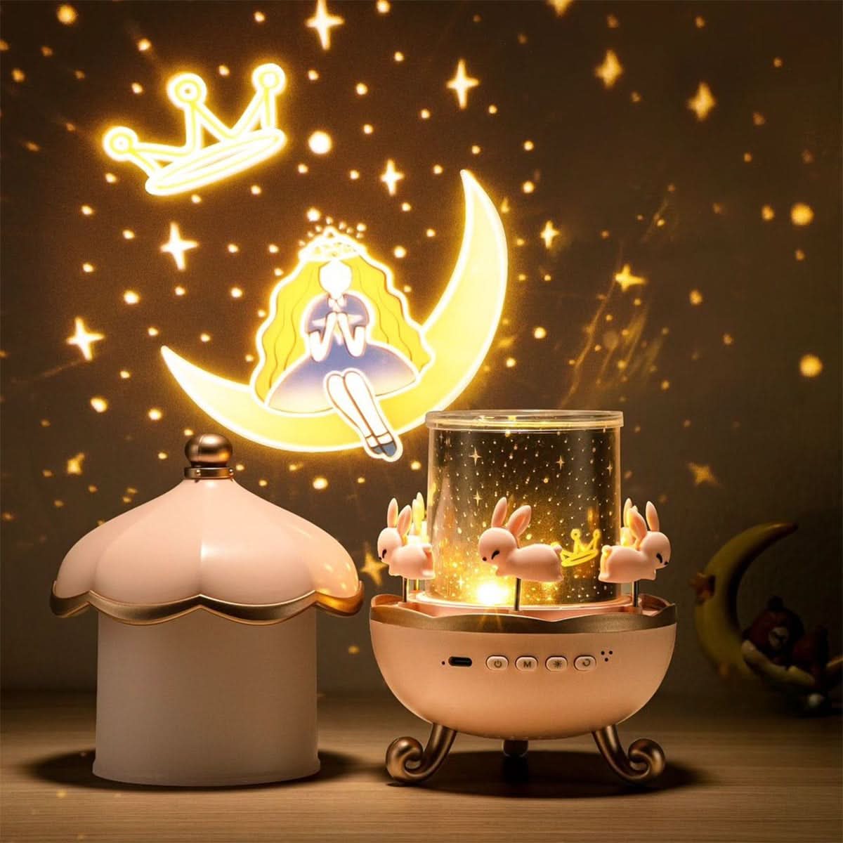 Star Projector Night Light – Enchanted Carousel Design with Music