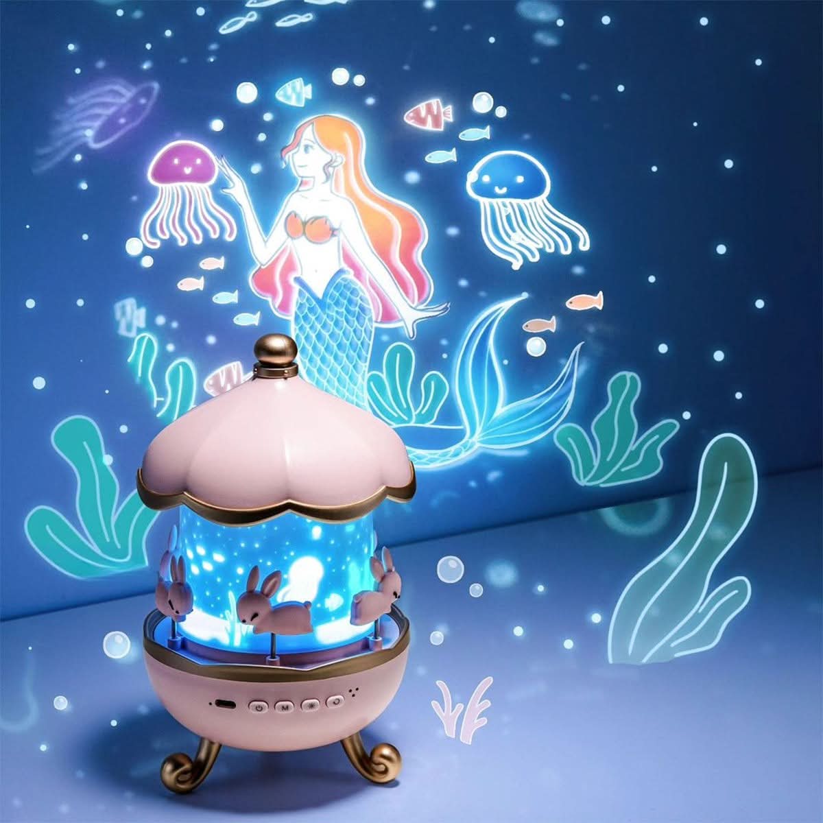 Star Projector Night Light – Enchanted Carousel Design with Music