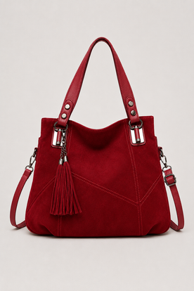 Handtas : Everyday Essential Tote Bag - Durable Canvas Shoulder Bag for Women in Red van Vandaliamo