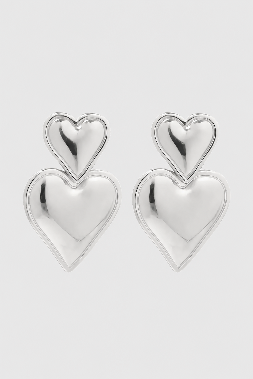 Fine Polished Double Heart Statement Earrings – Effortless Luxury & Daily Charm