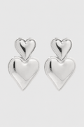 Fine Polished Double Heart Statement Earrings – Effortless Luxury & Daily Charm