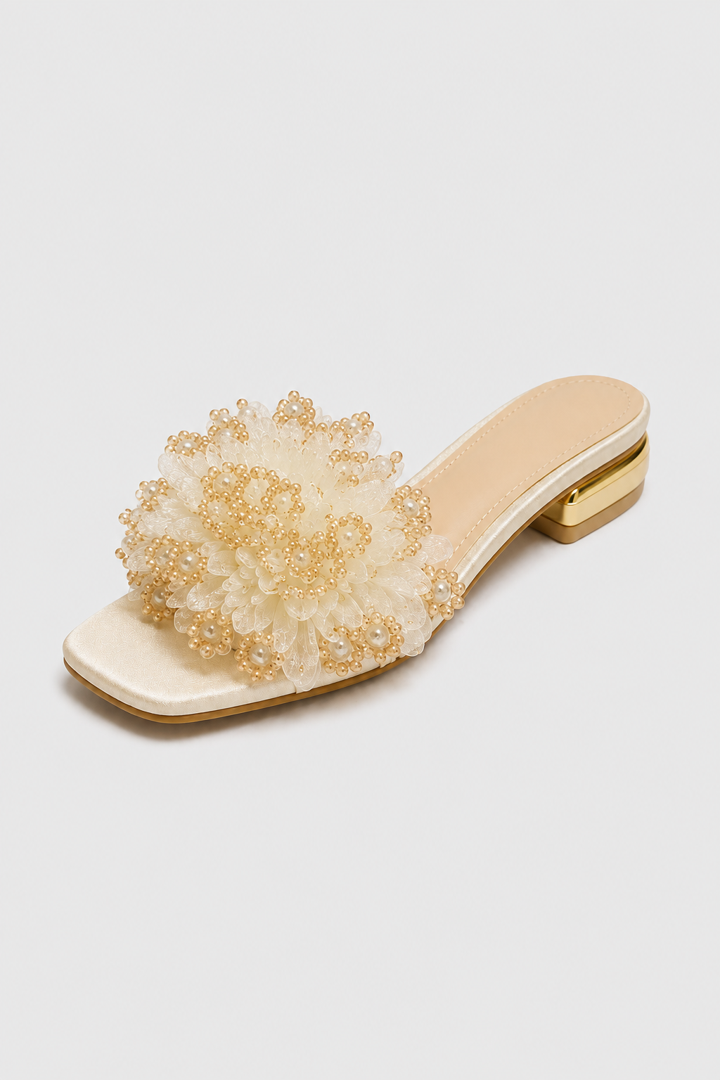 sandals : Flower Petal Pearl-Embellished Mules – Bridal & Gala Elegance in van Vandaliamo