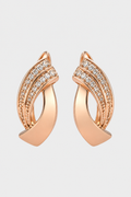 Fluid Wave Pavé Stone Huggie Earrings – Evening Glamour & Daily Sophistication