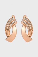 Fluid Wave Pavé Stone Huggie Earrings – Evening Glamour & Daily Sophistication